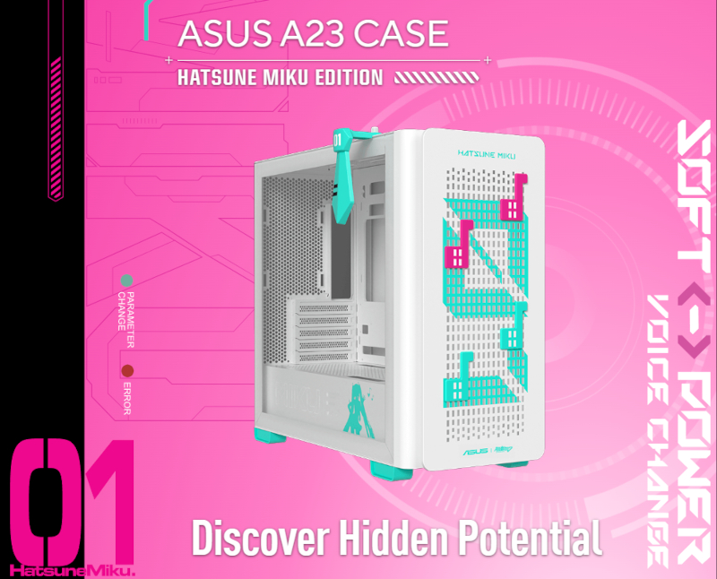Boîtier PC ASUS A23 Hatsune Miku Edition vue avant gauche