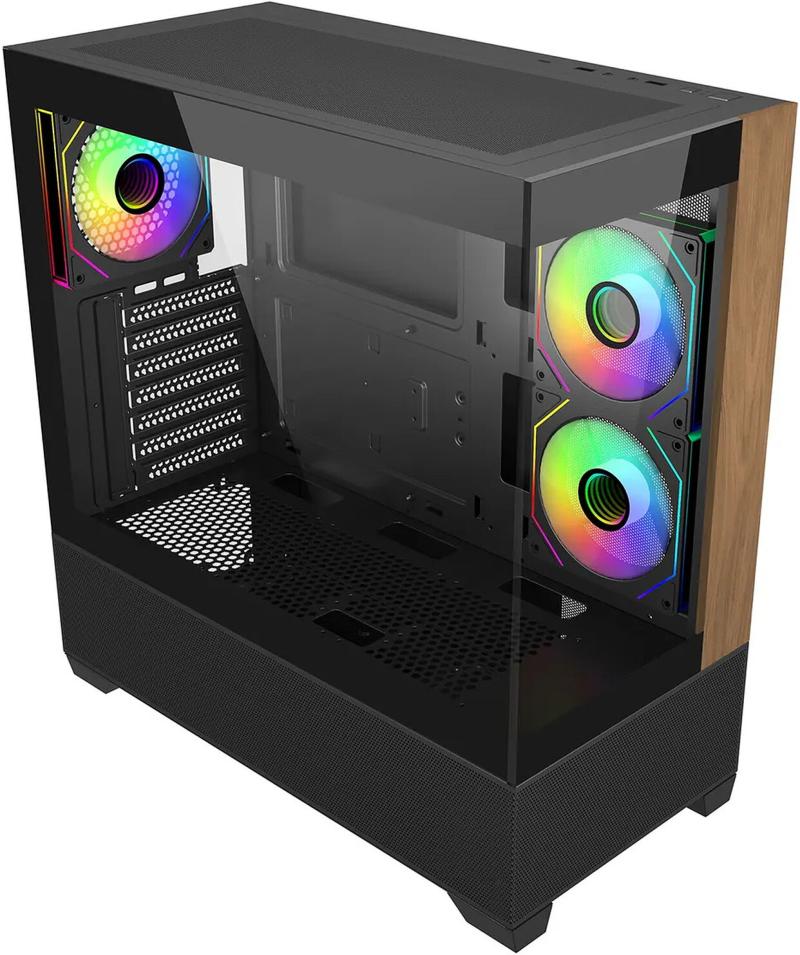 Boîtier Cooler Master Elite 690 Wood noir avec façade bois