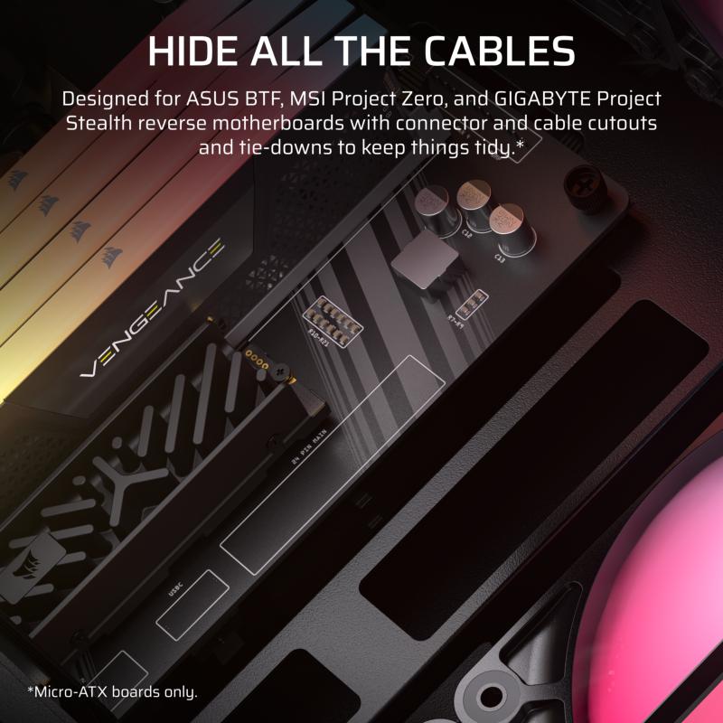 Verre trempé et connectique du Corsair 2800X RS-R ARGB
