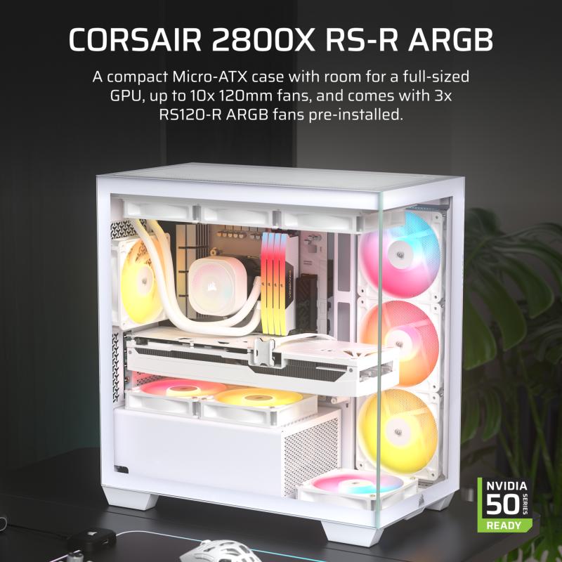 Boîtier PC Micro-ATX Corsair 2800X RS-R ARGB blanc