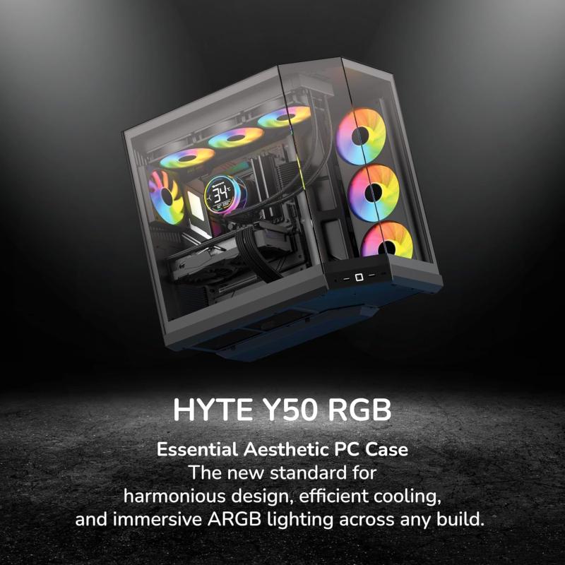 Boîtier PC moyen tour HYTE Y50 Noir avec trois panneaux panoramiques en verre trempé