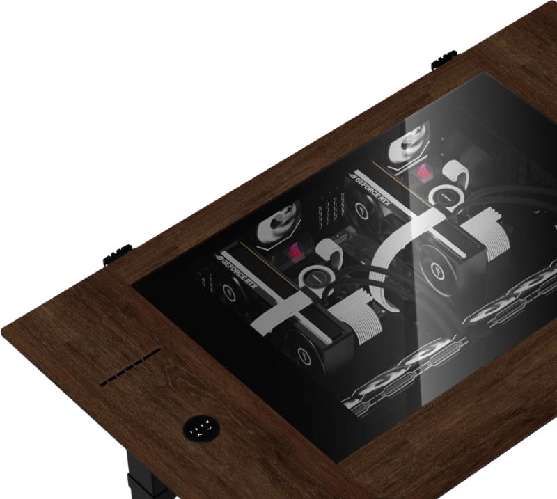 Design en noyer et verre trempé du DK07 WOOD