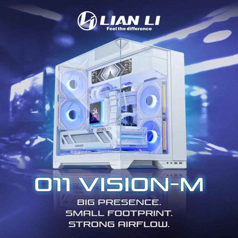 Boîtier Lian Li O11 Vision-M Blanc vue panoramique