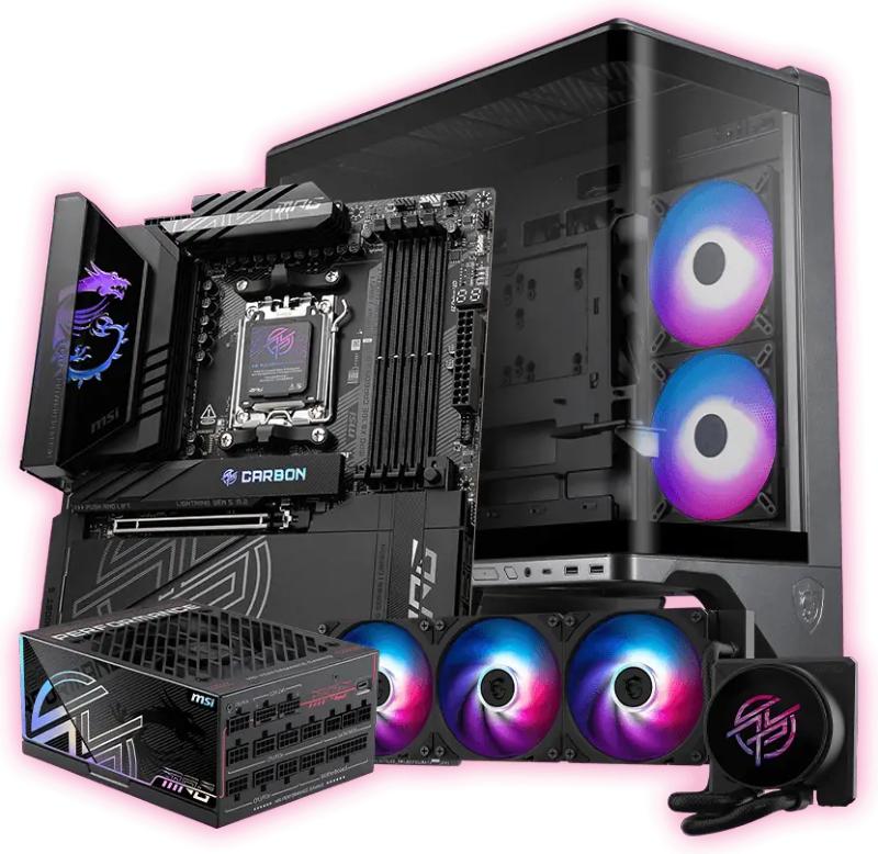 Intérieur spacieux du MSI MPG VIXTA 300R PZ avec support GPU et compatibilité cartes mères à connecteurs arrière