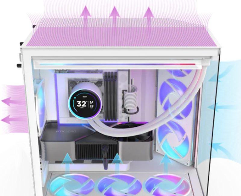 NZXT H9 Flow - Blanc - Vue latérale