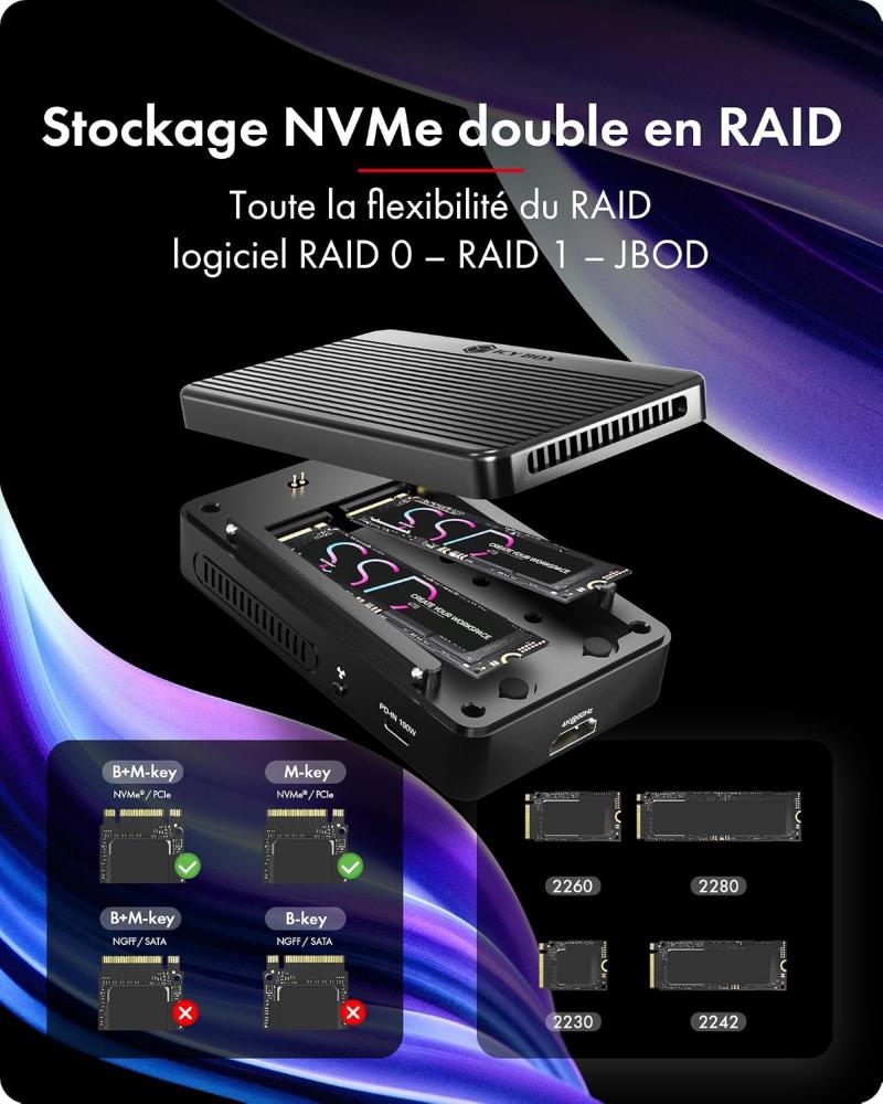 Stockage NVMe et refroidissement du ICY BOX IB-RD2818DK-40G