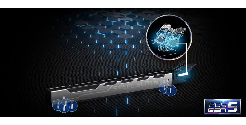 Connectique PCIe 5 et stockage M2 de la carte mère ASRock B850M Rock WiFi
