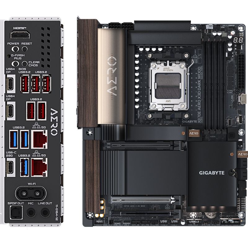 Connectivité avancée Gigabyte X870E AERO X3D DARK WOOD