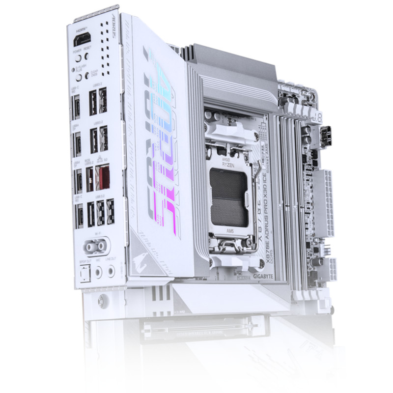 Carte Mère GIGABYTE X870E AORUS Pro X3D Ice - Pour Processeurs AMD Ryzen 9000, DDR5 9000 MHz, WiFi 7, USB4