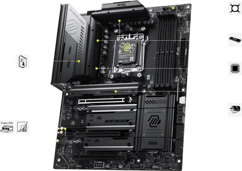 Stockage M.2 de la MSI MAG B850 TOMAHAWK MAX WIFI II