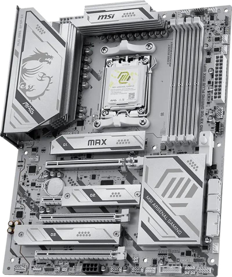 Slots PCIe et M2 de la carte mère MSI X870E