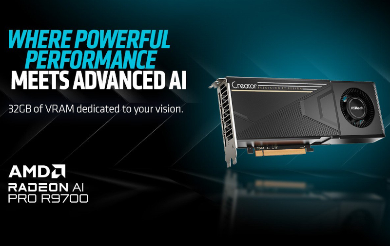 Carte graphique professionnelle ASRock AMD Radeon AI PRO R9700 Creator 32 Go