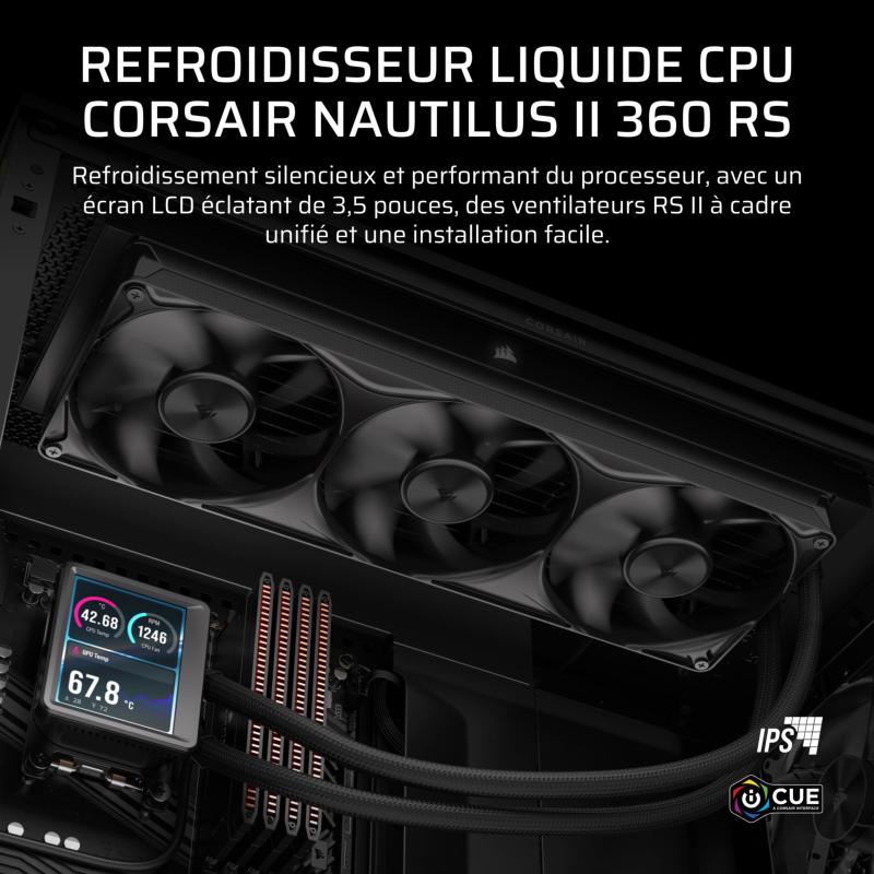 Watercooling Corsair Nautilus II 360 RS LCD noir avec écran LCD IPS