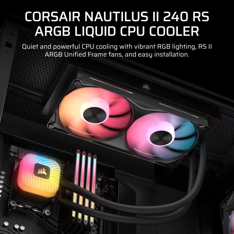 Kit watercooling Corsair Nautilus II 240 RS ARGB Noir avec éclairage RGB