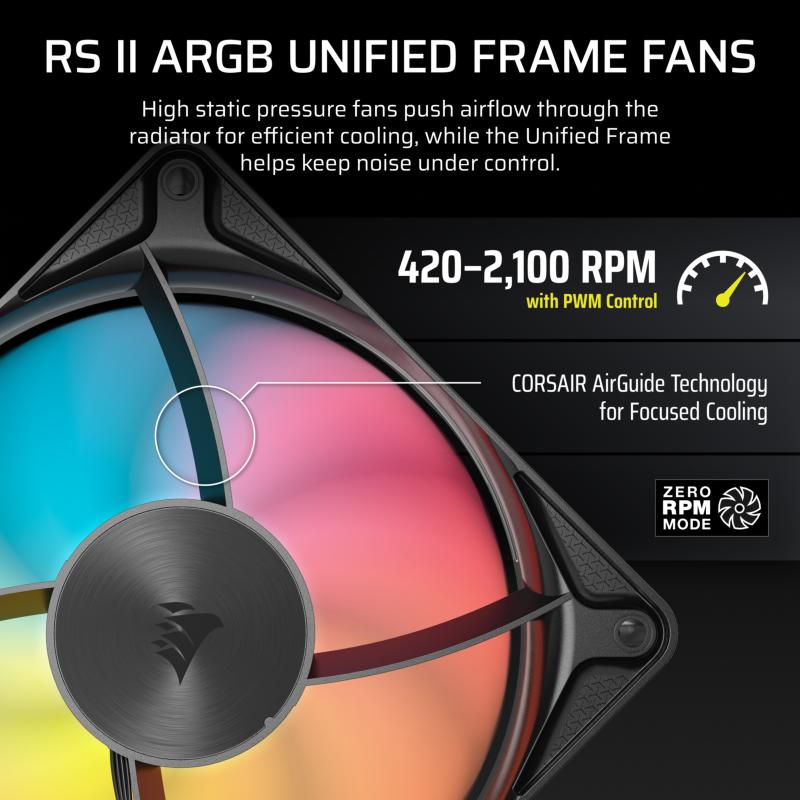 Ventilateurs RS II ARGB du watercooling Corsair Nautilus II 360