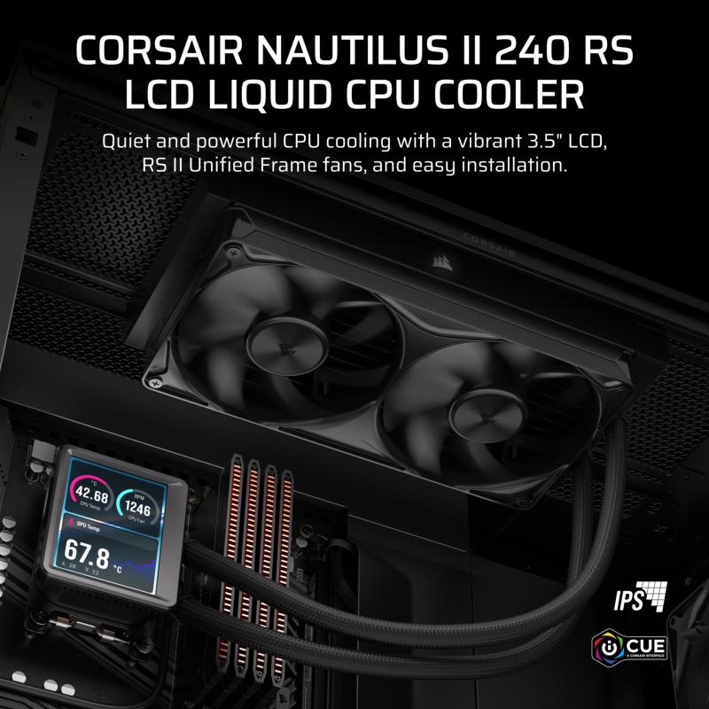 Kit watercooling Corsair Nautilus II 240 RS LCD Noir avec radiateur 240 mm et écran LCD intégré