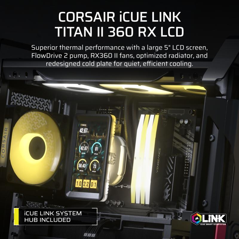 Watercooling Corsair iCUE LINK TITAN II 360 RX LCD