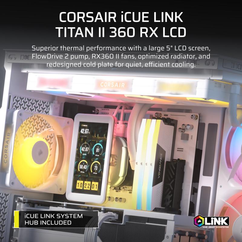 Watercooling Corsair iCUE LINK TITAN II 360 RX LCD