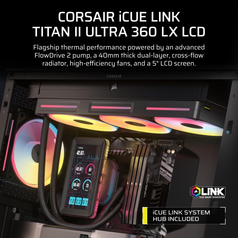 Kit watercooling CORSAIR iCUE LINK TITAN II ULTRA 360 LX LCD 
