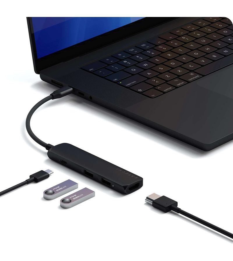 Hub USB-C SATECHI Multiport USB-C Slim 4-en-1 gris