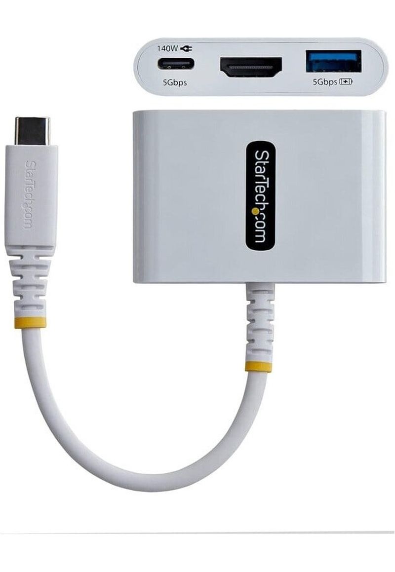 Adaptateur multiport USB-C StarTech.com vers HDMI avec charge PD 140 W blanc