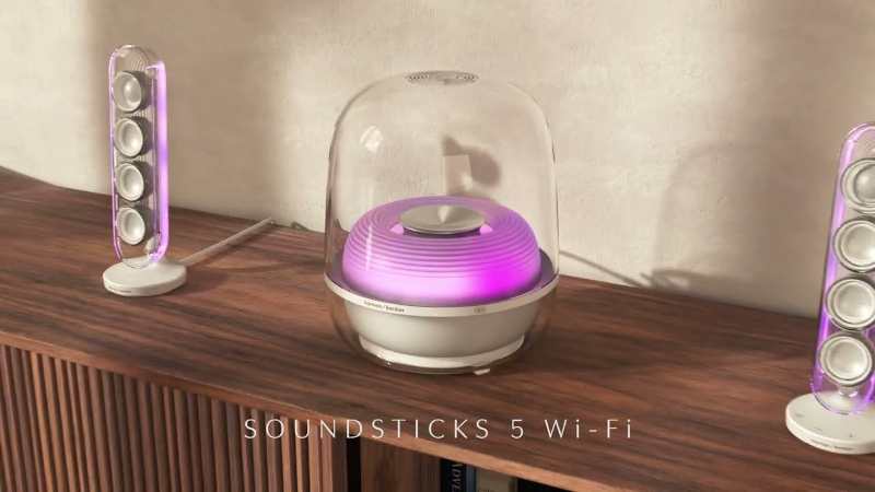 Enceintes Harman Kardon Soundsticks 5 Wi-Fi design transparent