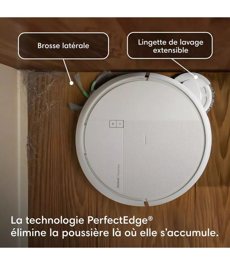 Lingettes DualClean et technologie PerfectEdge du Roomba Plus 515