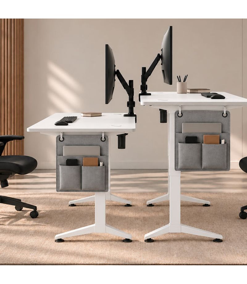 Bureau électrique assis-debout Advance Flexdesk White 140 avec plateau effet bois