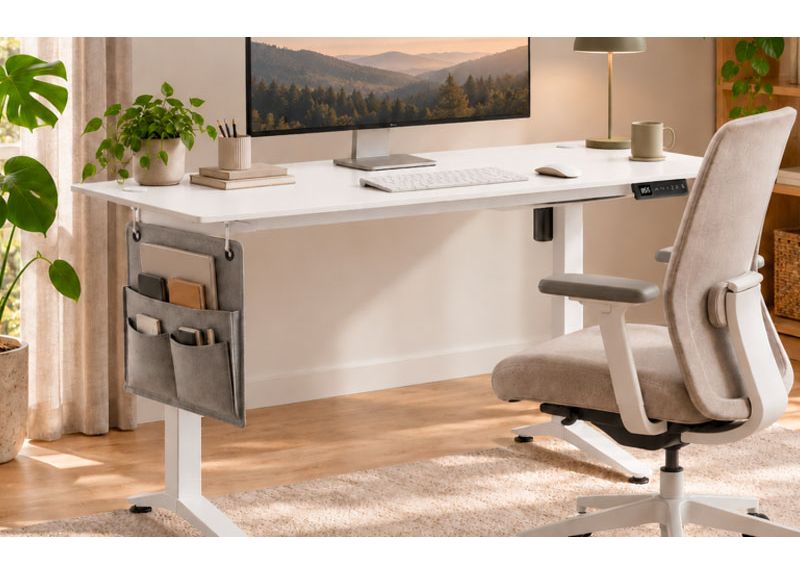 Bureau électrique assis-debout Advance Flexdesk White 140 avec plateau effet bois