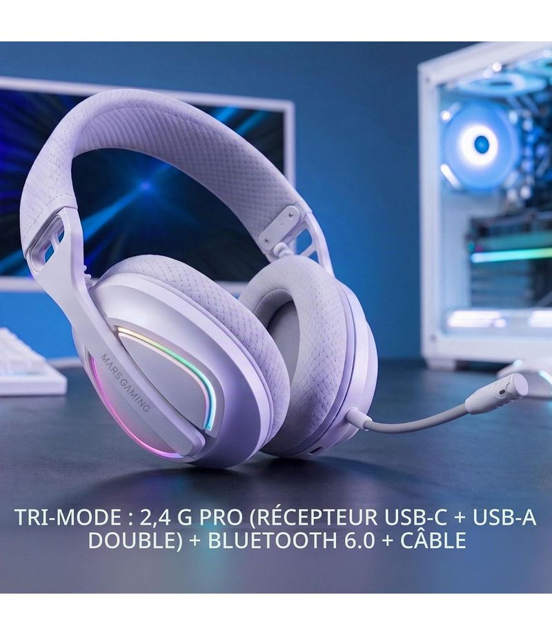 Tableau des connexions et compatibilités du casque Mars Gaming MHW-Quasar