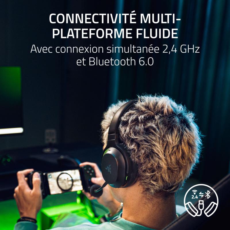 Microphone Razer HyperClear détachable et connectivité HyperSpeed Wireless du casque Barracuda V2 Pro