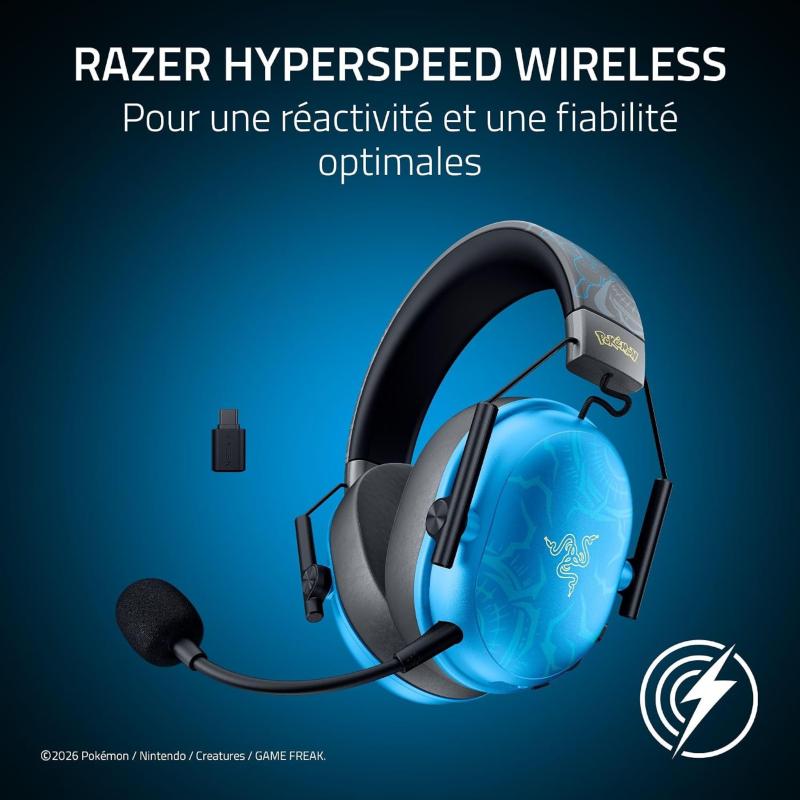Casque gaming Razer BlackShark V3 X HyperSpeed édition Pokémon Lucario bleu et noir