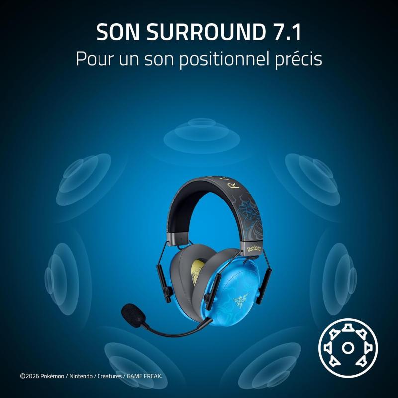 Microphone Razer HyperClear et coussinets circum-auraux du casque édition Pokémon Lucario