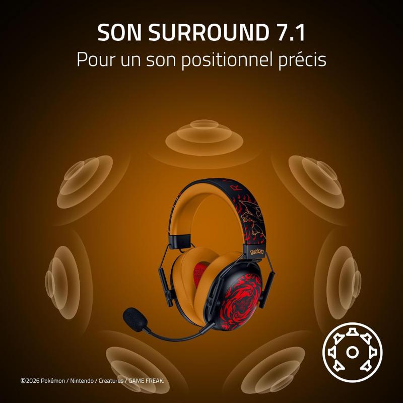Microphone Razer HyperClear et coussinets circum-auraux du casque édition Pokémon Lucario