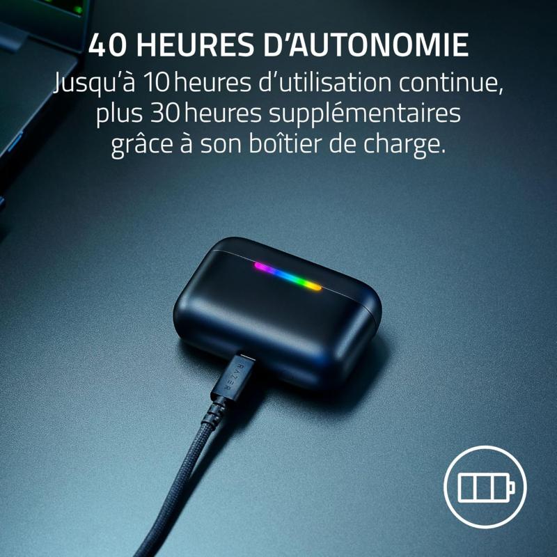 écouteurs razer design compact autonomie 35h RGB