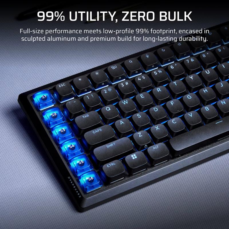 Design aluminium clavier Corsair VANGUARD AIR 99 Wireless