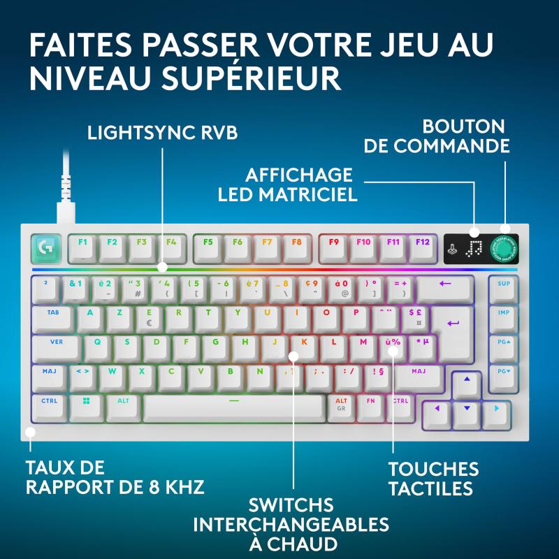 Éclairage LIGHTSYNC RVB et commandes du Logitech G G316 X 75