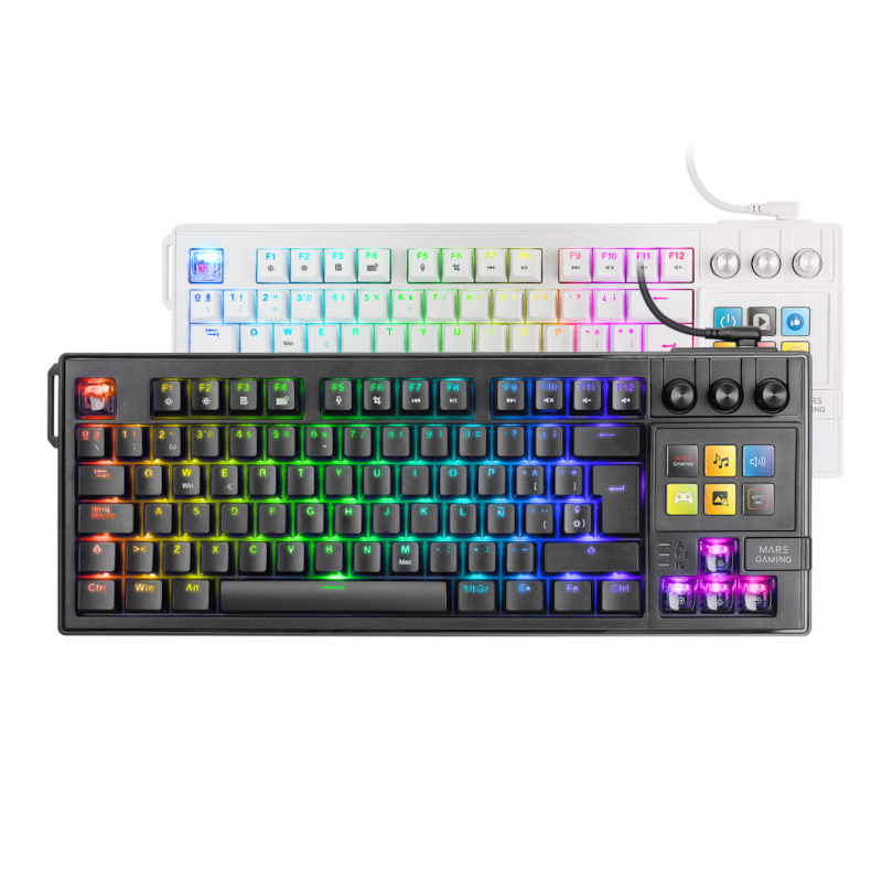 Clavier mécanique gaming Mars Gaming MK-Master Noir avec SmartDeck LCD et éclairage RGB