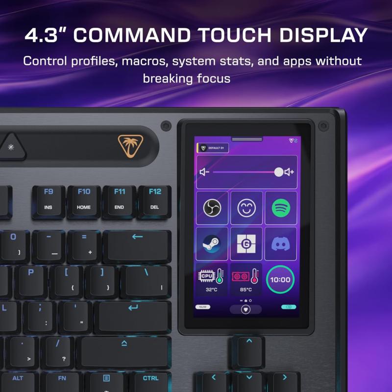 Interrupteurs magnétiques et écran tactile du Turtle Beach Command KB7