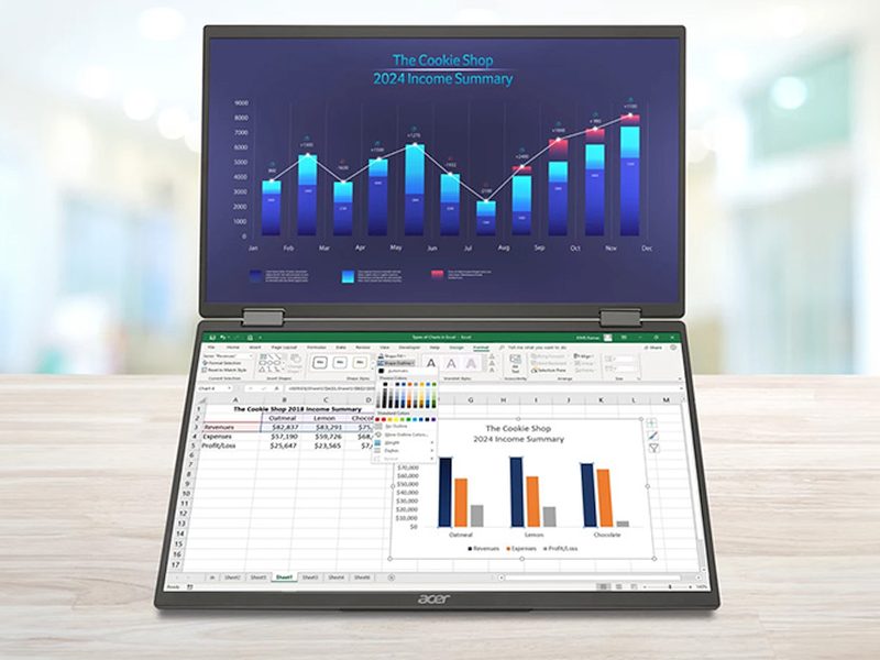 Acer PD163Qsmiuux en position pliée 315 degrés