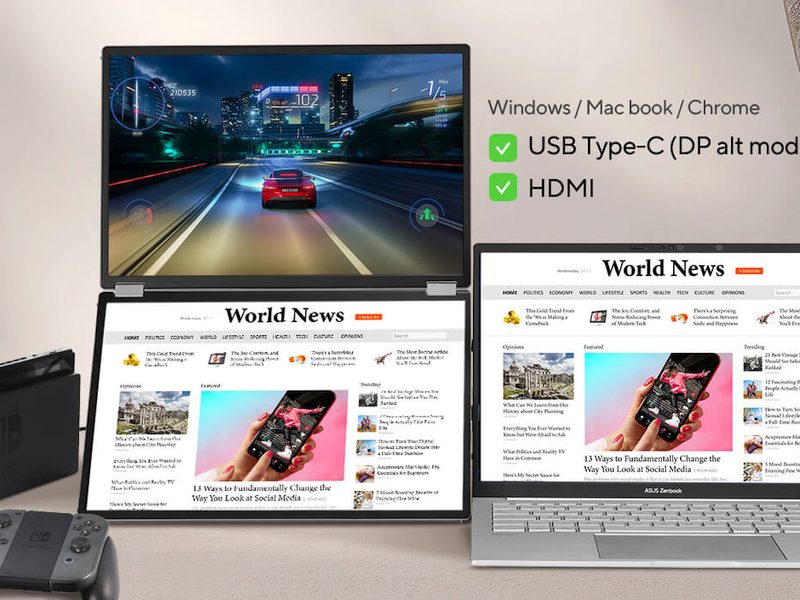 Asus ZenScreen Duo OLED MQ149CD dalle OLED HDR