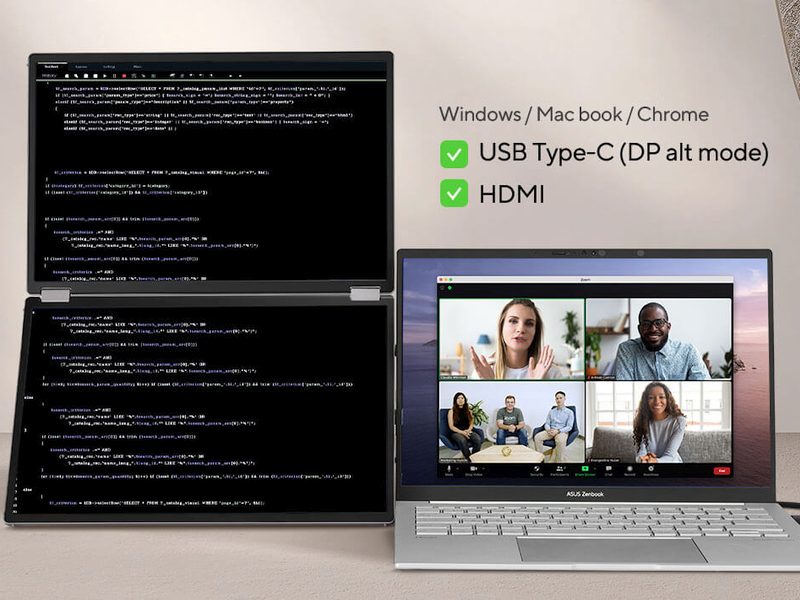Asus ZenScreen Duo OLED MQ149CD design argent
