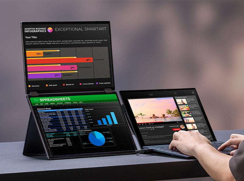 Modes d'affichage de l'ASUS ZenScreen Duo MB14FCD
