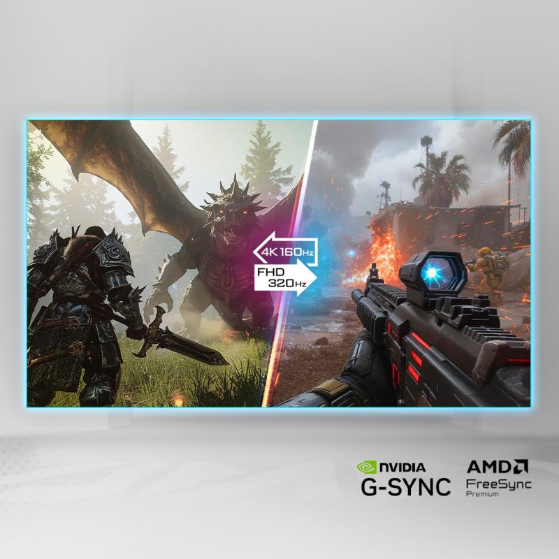 Moniteur Gigabyte M27UP ICE avec affichage UHD 160 Hz et FHD 320 Hz