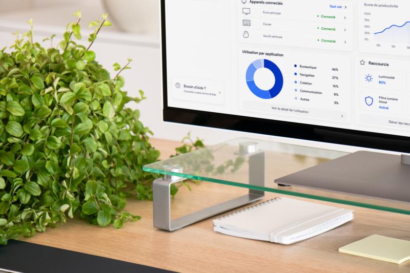Connectique et pied ergonomique de l'écran INOVU Aura MBS27