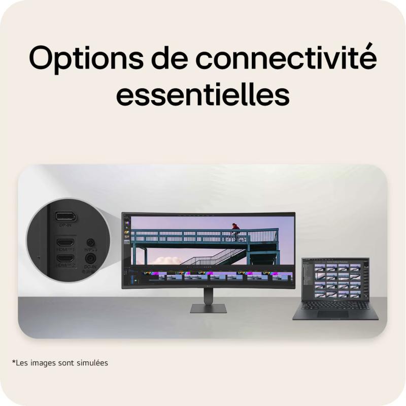 Connectique USB-C et pied ergonomique du LG 34U640B-B
