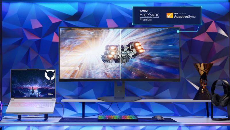 Connectique et pied ergonomique du Lenovo Legion 34W-2c