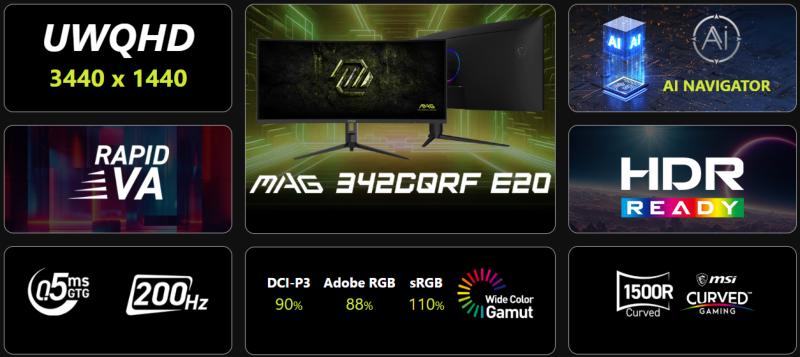 Écran incurvé MSI MAG 342CQRF E20 34 pouces