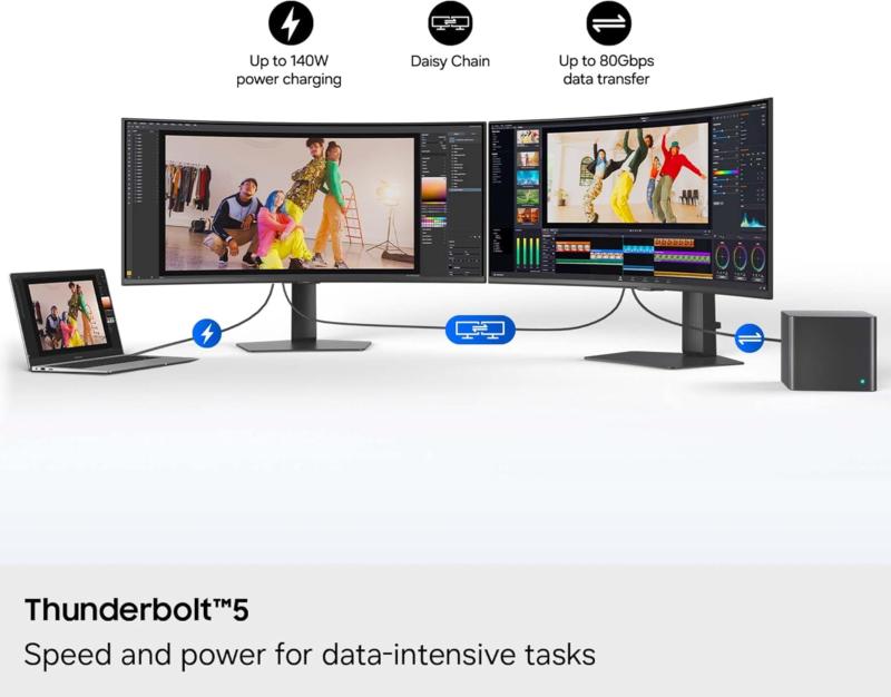 Connectique Thunderbolt 5 et hub USB du Samsung ViewFinity S8