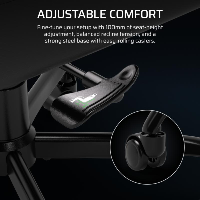 Piètement cinq branches en acier et roulettes du siège gaming Corsair TC80 noir